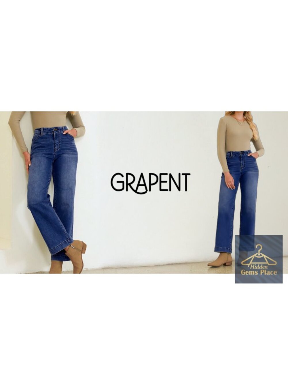 High Waisted Wide Leg Jeans Women Stretchy Denim Trouser Pants 30 Inch Inseam - Picture 6 of 6